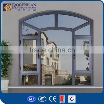 Rogenilan 45# customized grey color french big aluminum arched window frame design