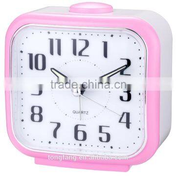 Bright color Bell Beep Square Quartz Alarm Clock for elderly