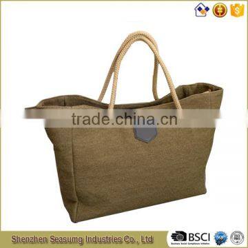 Lowest Price Foldable Canvas Shopping Bag with Rope Handles