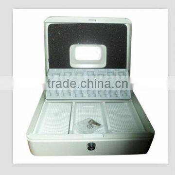 Removable Cash Tray with Compartment for Rolled and Business Cheques, Euro Coins Cash Box,