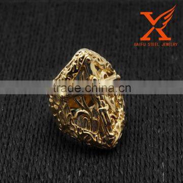 2016 NewGold Finger Ring Jesus Ring Religion Cross Ring Faith Ring for Stainless Steel