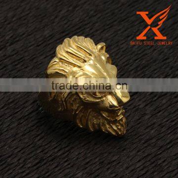 In Stock Cool Design Lion Head Hip Hop Rings Animal Head Fashion Finger Gold Rings With the Lion photo-3