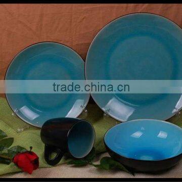 changing blue color glaze stoneware tableware made in China 16pcs ceramic dinnerware color glaze stoneware dinner set