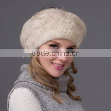 Factory wholesale price mink knitted fur hat /mink fur hat