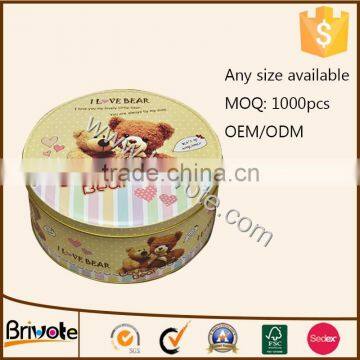 Free shipping wholesale custom cookie box cookie tins metal box cartoon round tin box