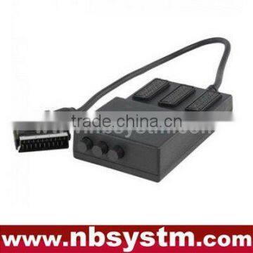 scartbox 21pin Scart plug to 3 x 21pin Scart jacks box (with switch)