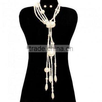 Pearl Beaded Fashion Tassel Necklace Set