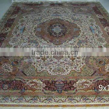 handmade silk persian carpet high density hand knotted persian carpet comfortable silk rugs