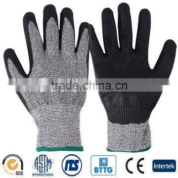 HPPE Fiberglass Nylon PU Coating ANSI 4 Cut Resistant Gloves