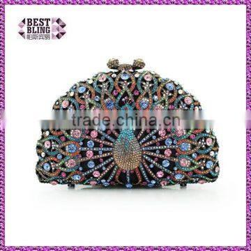 peacock shell evening rhinestone clutch vivace handbags (8105A-DB)