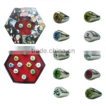 Naruto Rings Set 10pcs NARUTO Akatsuki Cosplay Member's Ring New In Box
