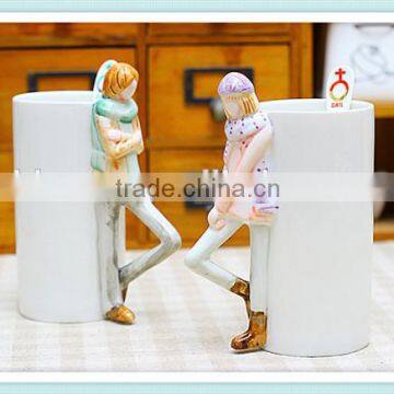 ceramic couple mug with unique handle for love souvenie