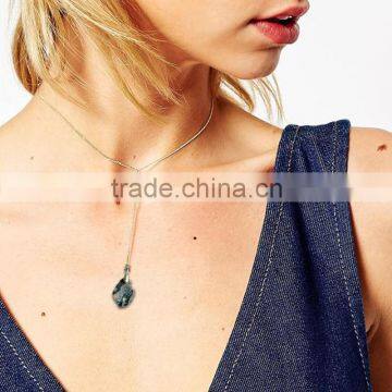 Round Collar Chain Solid Irregular Natural Amethyst Short Pendant Necklace For Party Girls