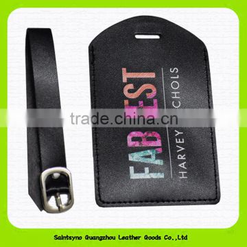 Custom logo 4C printing fancy leather luggage tag wholesale 15024