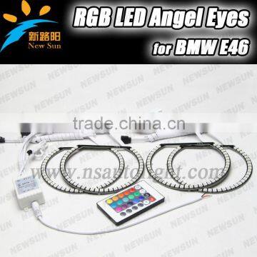 High power 35W auto light RGB angel eyes 42pcs 5050SMD led angel eye color change with remote controller for BMW E46with project