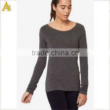 custom women grey fitness long sleeve shirts for gym wear