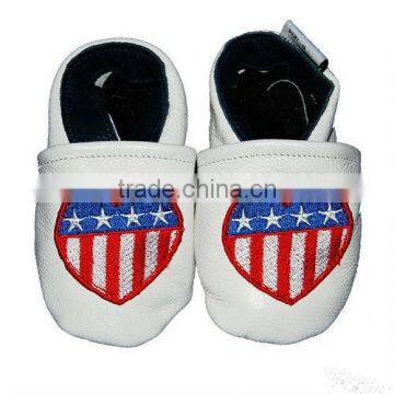 US Flag Heart Soft Sole Leather Baby Shoes