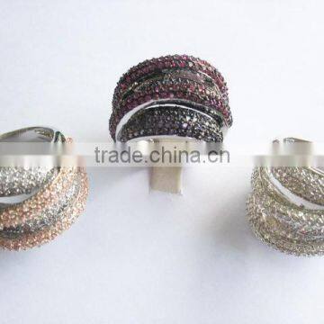 925 Sterling Sliver Three Row Gemstone Ring