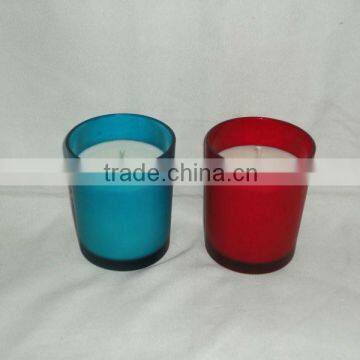 Scented Soy Candle in Blue & Red glass jar for Christmas