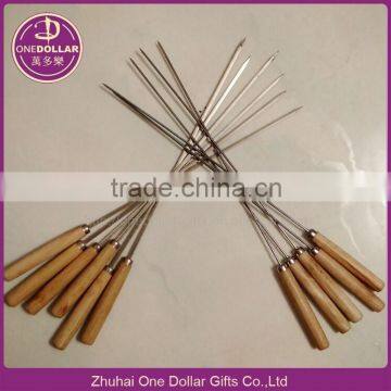 BBQ stainless skewers with wooden handle