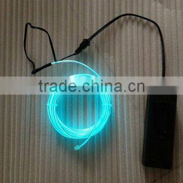 high brightness 2.3mm 3m EL hard wire transparent-green color with DC3V battery inverter