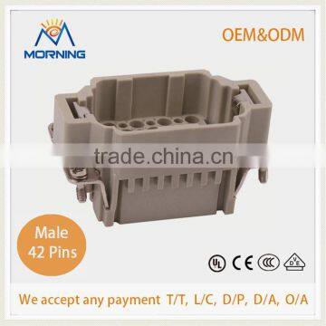 HDD-042-MC, Copper Alloy Material Industrial 42 Pins Current 10A Ip65 Waterproof Heavy Duty Connector,Male Crimp Terminal