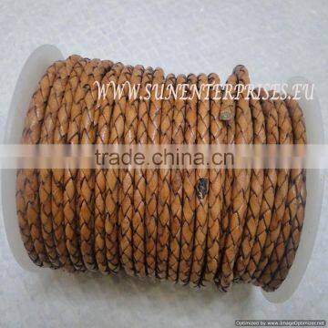 Braided Leather cords -Breided Leather cord 4 mm SE DB 21