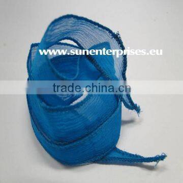 Silk Chiffon Tapers Blue Hand dyed silk cords