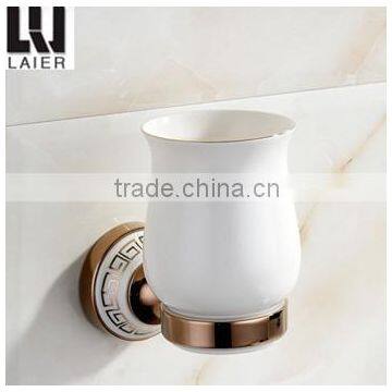 2015 new design gold ceramic bathroom accessories set tumbler holder 11838