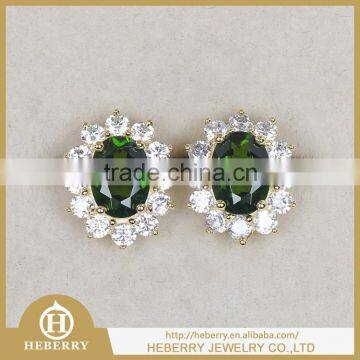 stud crystal earring double side in Diopside jewelry for VIP customer