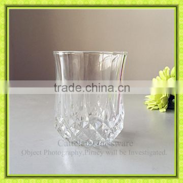 stocked 200ml clear round diamond bottom water glass tumbler without handle