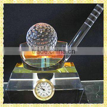 Handmade Unique Exquisite Sport Crystal Golf Clocks Set For New Year Business Gifts Souvenirs