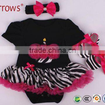 Factory Price 3 Pcs Sets Black Lace Christmas Girls Gift Cheap Tutu Girl Clothing