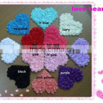 Printed heart shabby chiffon flower trim lovely flower decoration in stock