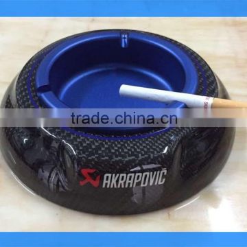 DCA009126BLU Luxury carbon fiber aluminum blue color round ashtray, round windproof ashtray, aluminum cigarette ashtray