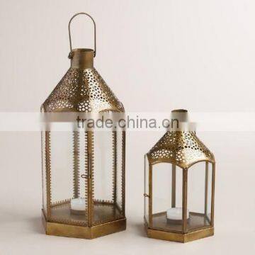 arabic style hanging metal and glass lantern Candle Holder garden wedding Favors