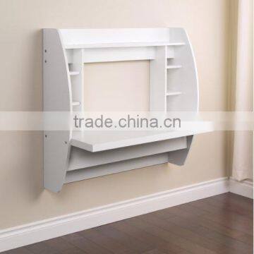 Space Savings Wooden Simple Computer Desk On The Wall photo-6