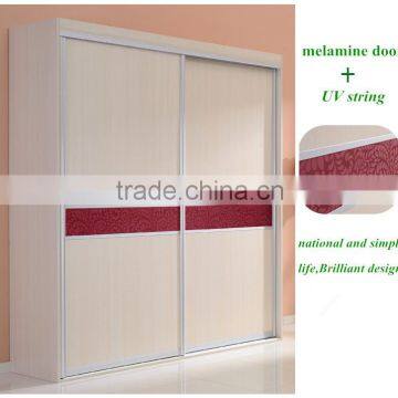 2015 New design melamine laminated bedroom wall closet design with sliding door