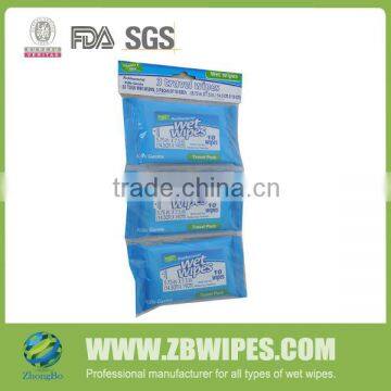 Three Pack Antibacterial Wipes Travel Size