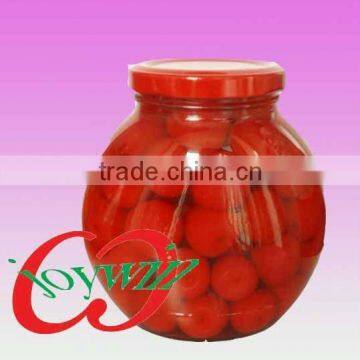 Canned cherry in syrup in jar