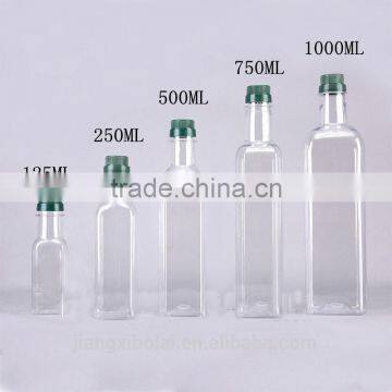 clear square olive oil plastic bottle for 125ml 200ml 250ml 500ml 750ml 1000ml