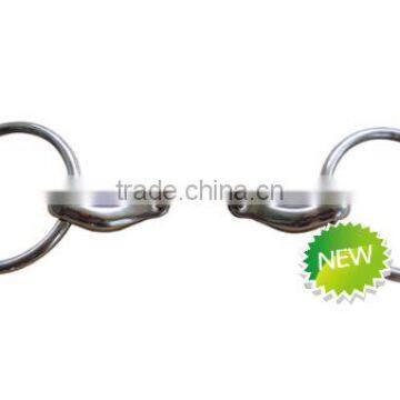 stainless steel horse ring snaffle bit of double broken jointed mouth with curved link(Type-041)