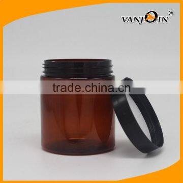 8oz PET Amber Round Plastic Cream Jar With Black Screw Cap
