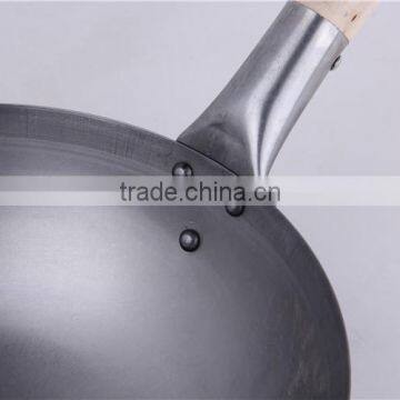 FDA LFGB Certificate Hand Hammered Two Handle Wok Carbon Steel photo-4