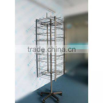 Free-standing 360-degrees 4-side Rotating Wire Grid Display Rack