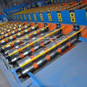 PLC Controlling Colored Steel Step Tile Roofing Making Machine photo-4