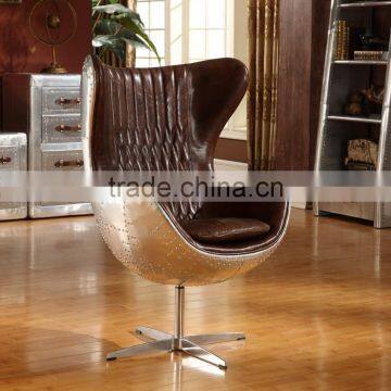 Bisini Egg Shape Leather Chair/Living Room Leather Replica Egg Chair