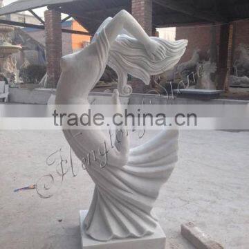 White Marble Abstract Art Deco Lady Sculpture photo-4
