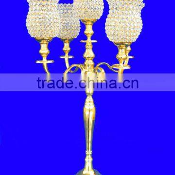 GOLD Crystal Candelabra For Wedding, Crystal Votive Candle Holder For Wedding Centerpiece