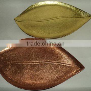 Hot selling Rose gold, rose copper, shiny copper platters , bowls, Leaf shapes